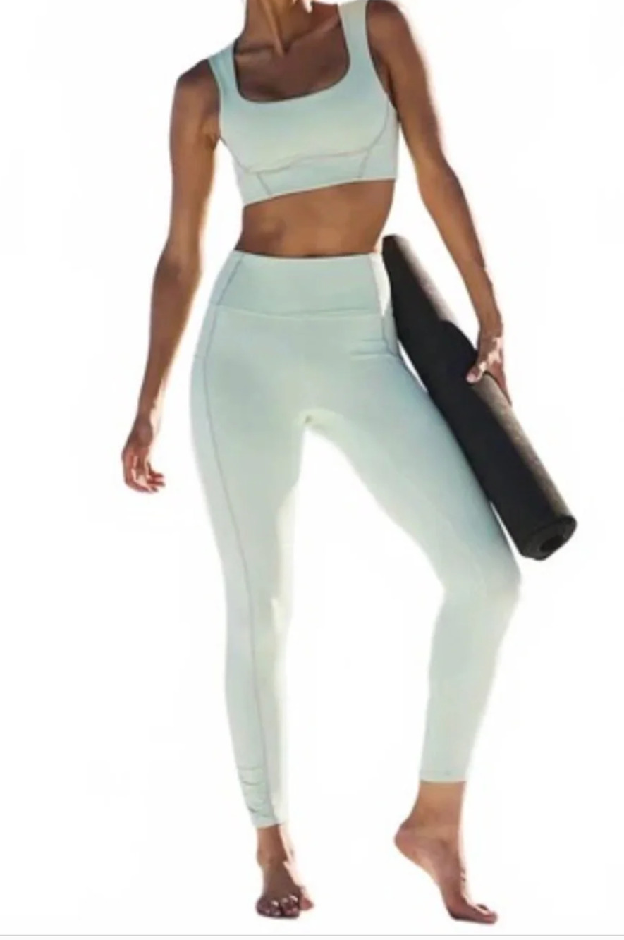 FP Movement You're A Peach XS Cactus Sports Bra Leggings Set Yoga Athleisure 2Pc